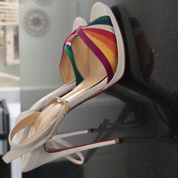 Authentic Christian Louboutin Naseeba 120 Leather Slingback White Sandal
